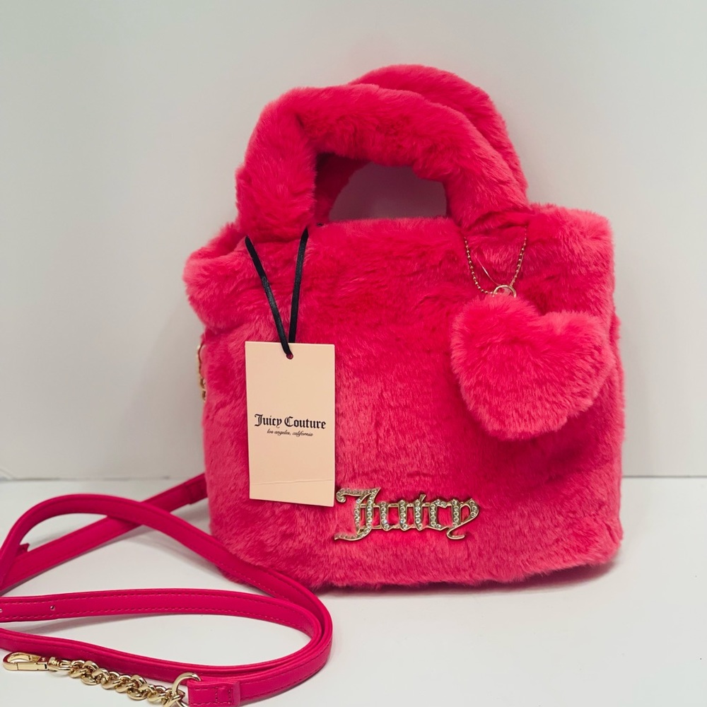 Juicy Couture Free Love Fluffy Mini Tote - Barbie Hot Pink